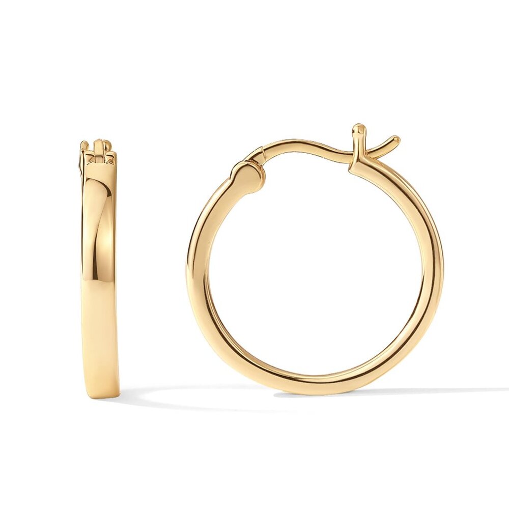 Lightweight 20mm Gold Plated Hoop Earrings Sterling Silver Post
